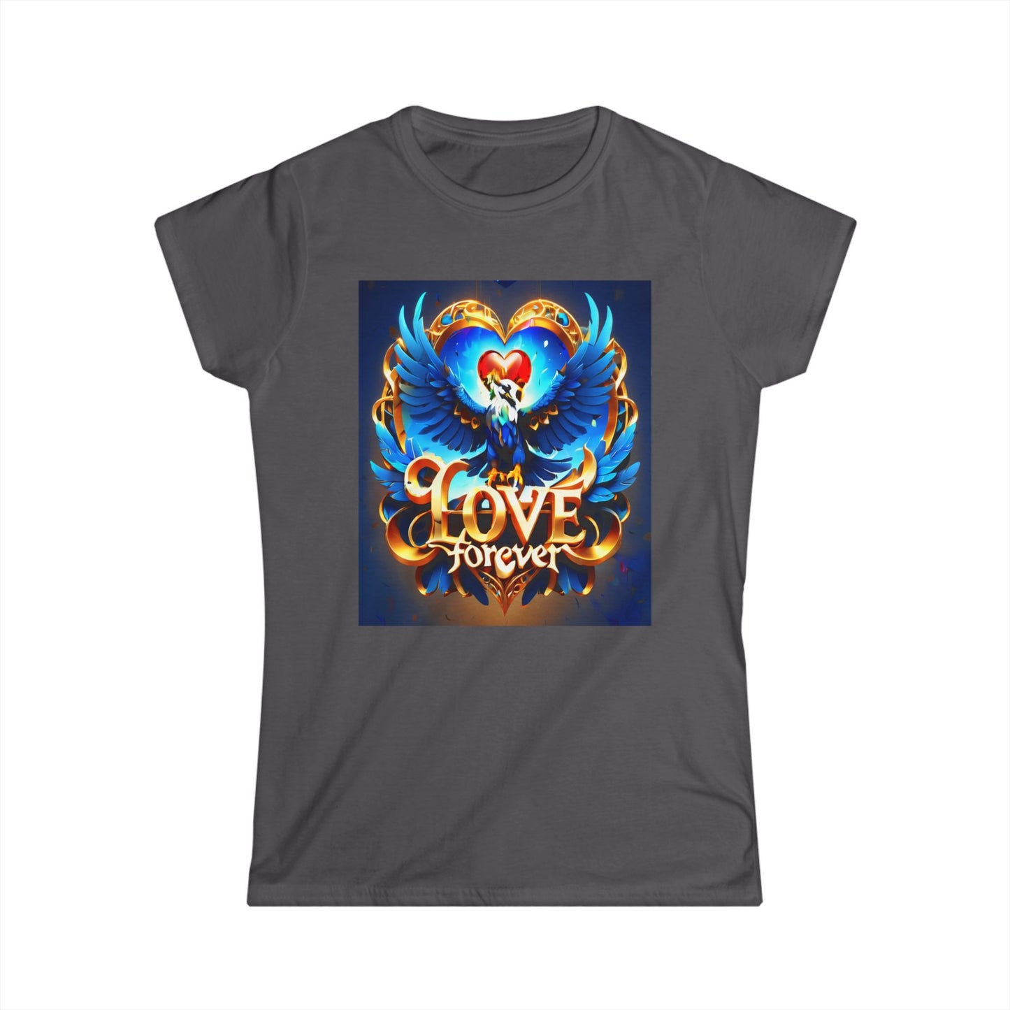 Women's Tee - Love Forever Text Design with Eagle Arms Wide Open