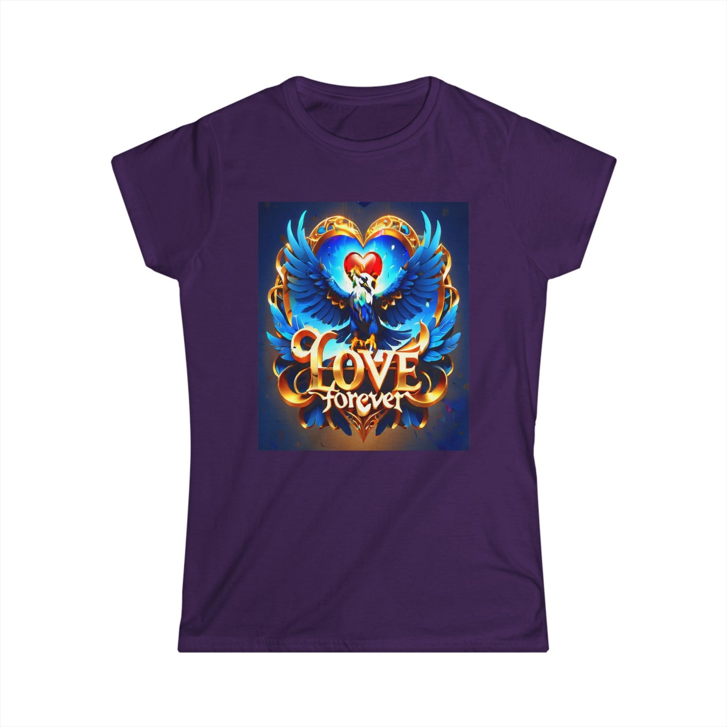 Women's Tee - Love Forever Text Design with Eagle Arms Wide Open