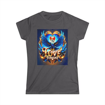 Women's Tee - Love Forever Text Design with Eagle Arms Wide Open