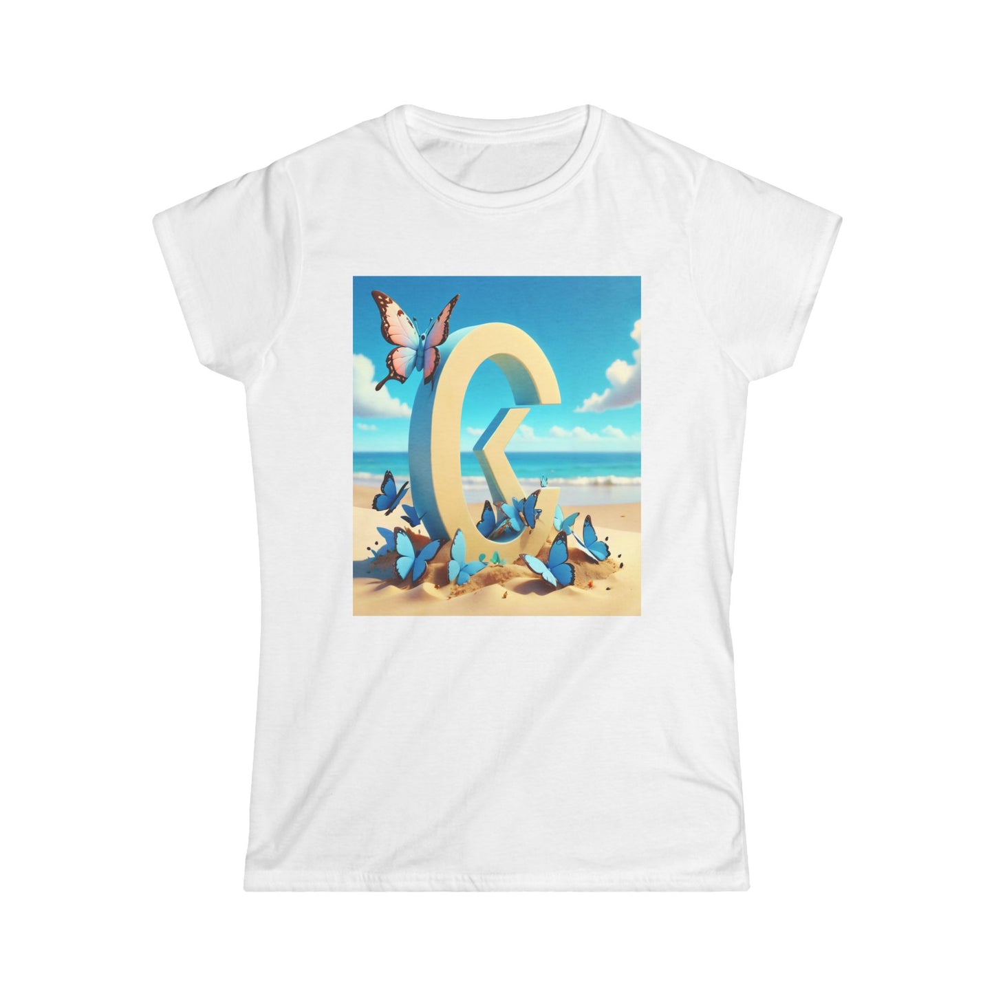 Women's Tee - Letter C Design on Beach