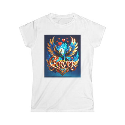 Women's Tee - Love Forever Text Blue Eagle Design