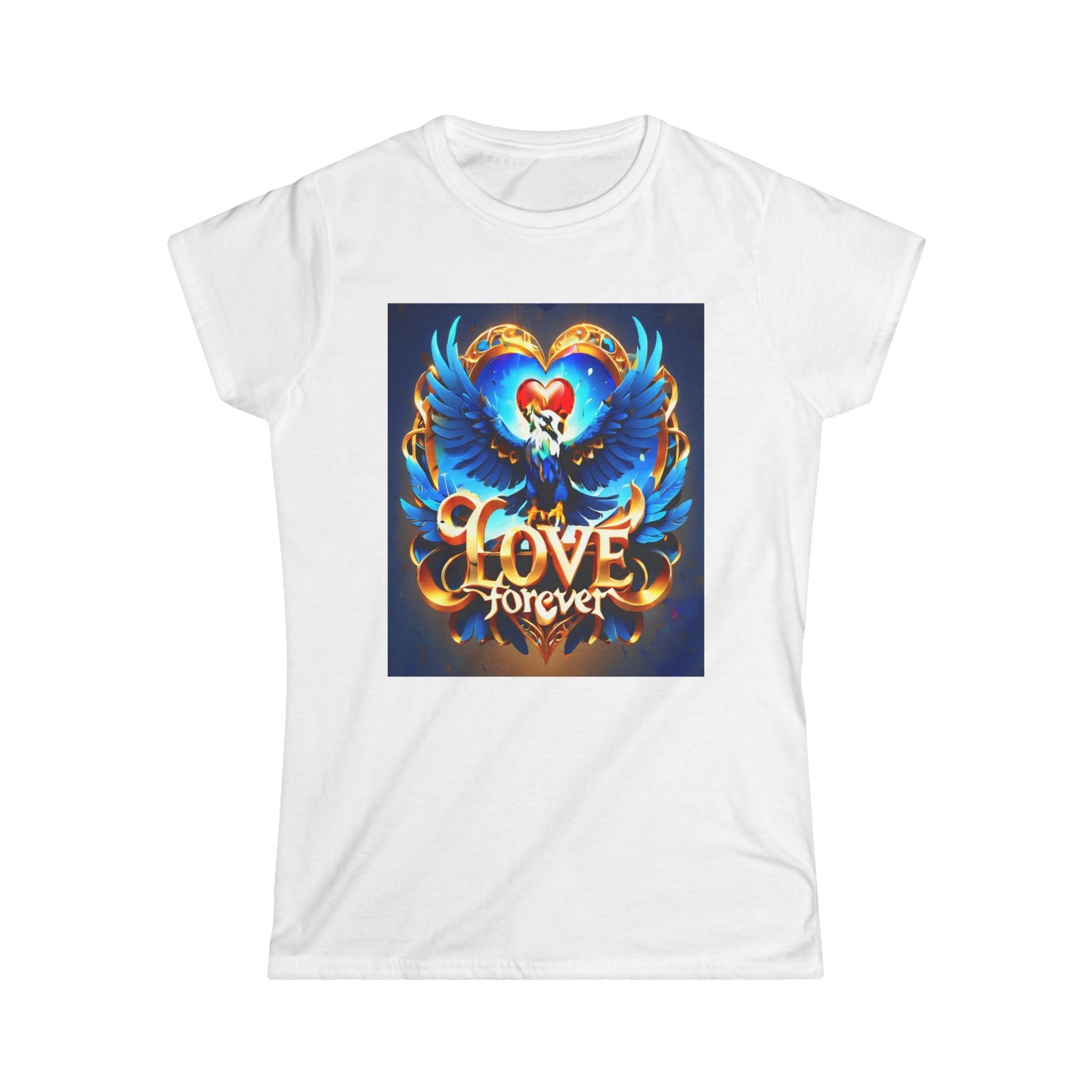 Women's Tee - Love Forever Text Design with Eagle Arms Wide Open