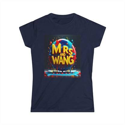 Mrs Wang Women's Softstyle Tee, Feminine Word Text Design Shirt, Graphic Top for Her, Lightweight T-shirt Gift, Cute Casual