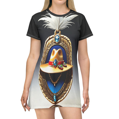 Get the Perfect Cowboy Hut Indian Style Native Look with  T-Shirt Dress  Comfortable and Stylish! - T-Shirt Dress (AOP)