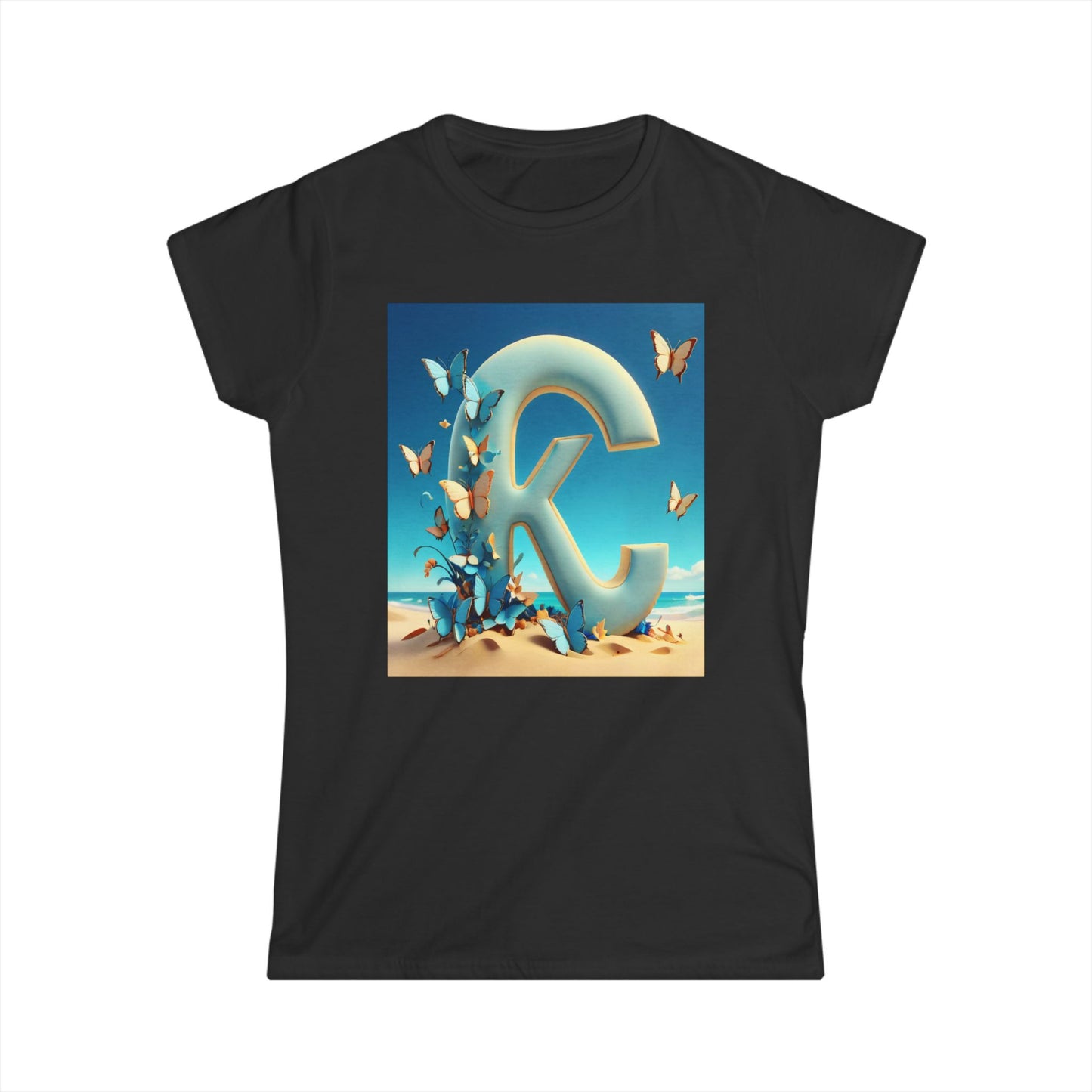 Women's Tee - Letter K on Beach T-Shirt