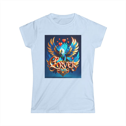 Women's Tee - Love Forever Text Blue Eagle Design