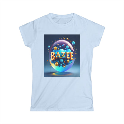 Graphic T-Shirt Women's Softstyle Tee with Bazee Bubble Text Design, Cute Tee, Trendy Shirt, Stylish Top, Cool Graphic Tee,