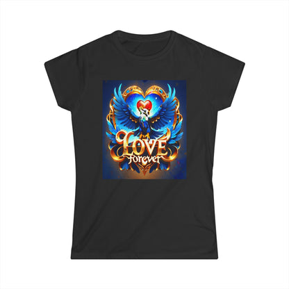 Women's Tee - Love Forever Text Design with Eagle Arms Wide Open