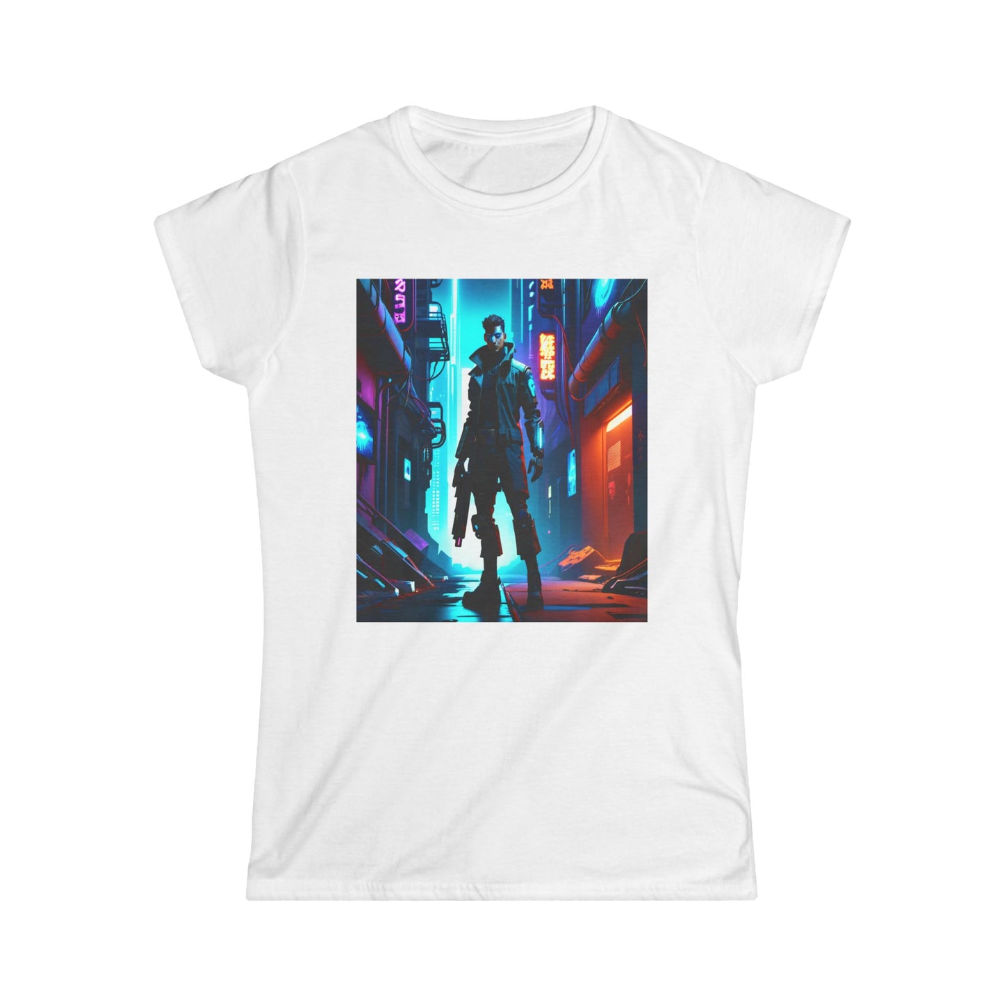 Defy convention and embrace your edgy side with the Cyber Warrior Punk women's Softstyle Tee  Women's Softstyle Tee