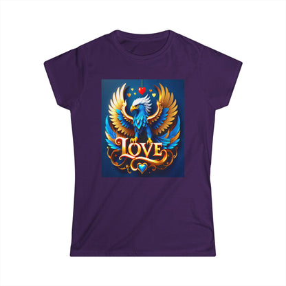 Women's T-Shirt Love Text Eagle Blue Design