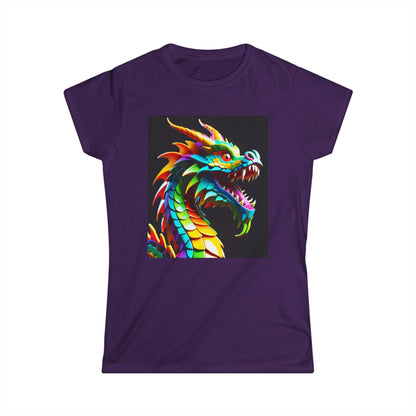 Women's Tee - Multicoloured Psychedelic Dragon Print