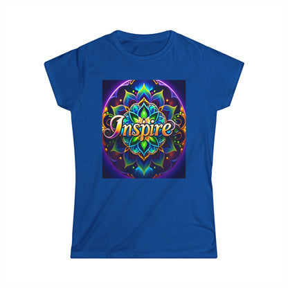 Dive into the ocean's majesty with the captivating "Inspire Dolphin Sea" Tee. - Women's Softstyle Tee