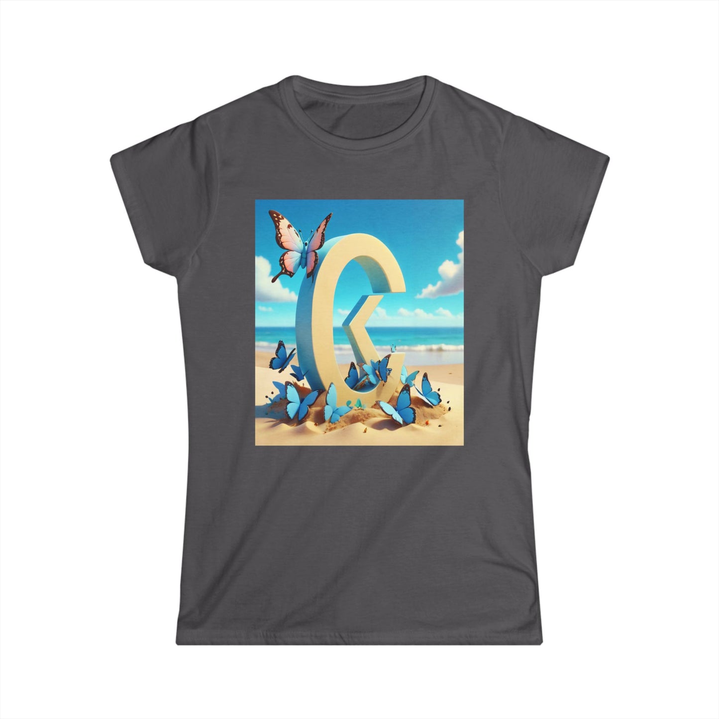 Women's Tee - Letter C Design on Beach