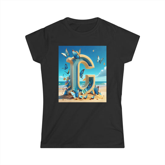 Women's Tee - Letter C Beach Design T-Shirt