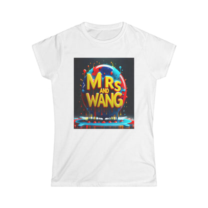 Mrs Wang Women's Softstyle Tee, Feminine Word Text Design Shirt, Graphic Top for Her, Lightweight T-shirt Gift, Cute Casual