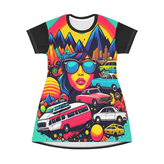 psychedelic woman car  - T-Shirt Dress (AOP)