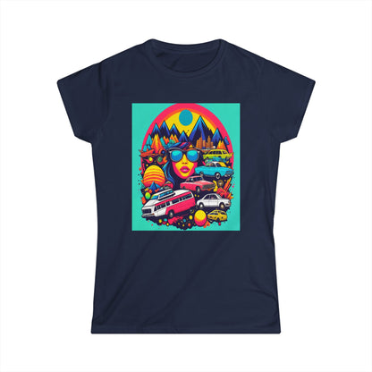 Women's Tee - Psychedelic Multi Colored Hippy Bus Design