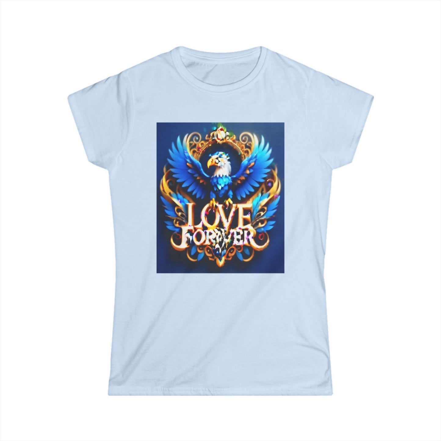 Take flight in style with the captivating "Blue Love Eagle Art" Softstyle Tee!- Women's Softstyle Tee