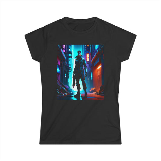 Defy convention and embrace your edgy side with the Cyber Warrior Punk women's Softstyle Tee  Women's Softstyle Tee