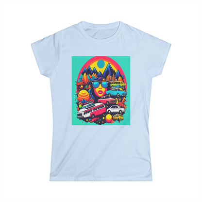 Women's Tee - Psychedelic Multi Colored Hippy Bus Design