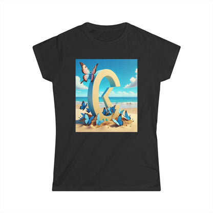 Women's Tee - Letter C Design on Beach