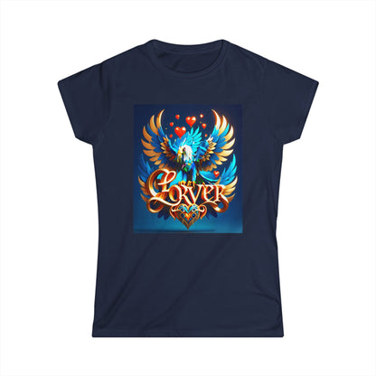 Women's Tee - Love Forever Text Blue Eagle Design