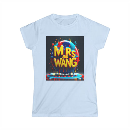 Mrs Wang Women's Softstyle Tee, Feminine Word Text Design Shirt, Graphic Top for Her, Lightweight T-shirt Gift, Cute Casual