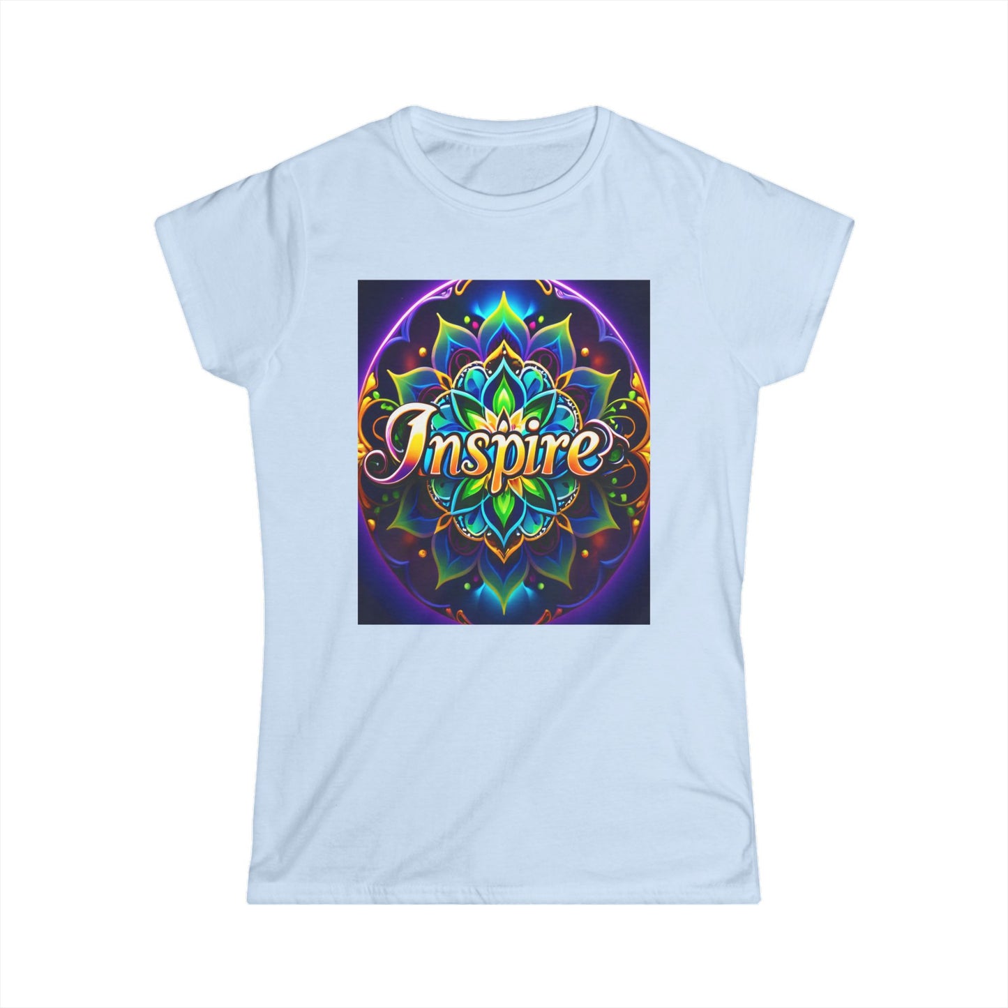 Dive into the ocean's majesty with the captivating "Inspire Dolphin Sea" Tee. - Women's Softstyle Tee