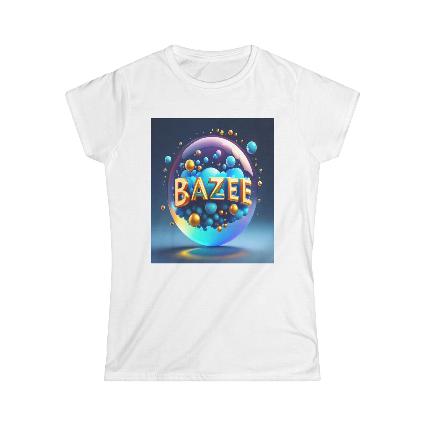 Graphic T-Shirt Women's Softstyle Tee with Bazee Bubble Text Design, Cute Tee, Trendy Shirt, Stylish Top, Cool Graphic Tee,