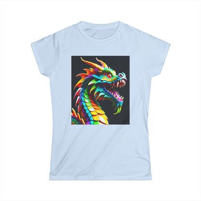 Women's Tee - Multicoloured Psychedelic Dragon Print