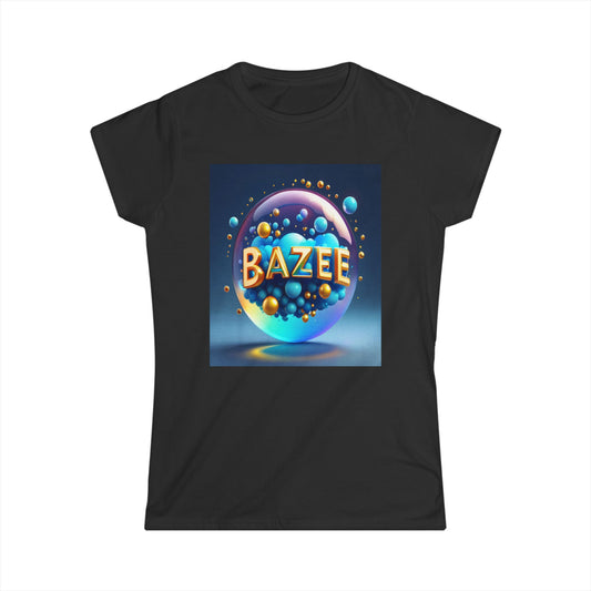 Graphic T-Shirt Women's Softstyle Tee with Bazee Bubble Text Design, Cute Tee, Trendy Shirt, Stylish Top, Cool Graphic Tee,