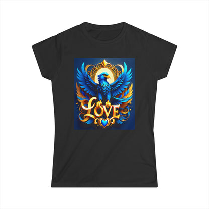 Elevate your style to new altitudes with the "Blue Love Eagle Art" Softstyle Tee!