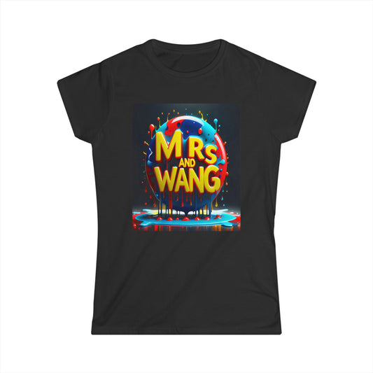 Mrs Wang Women's Softstyle Tee, Feminine Word Text Design Shirt, Graphic Top for Her, Lightweight T-shirt Gift, Cute Casual