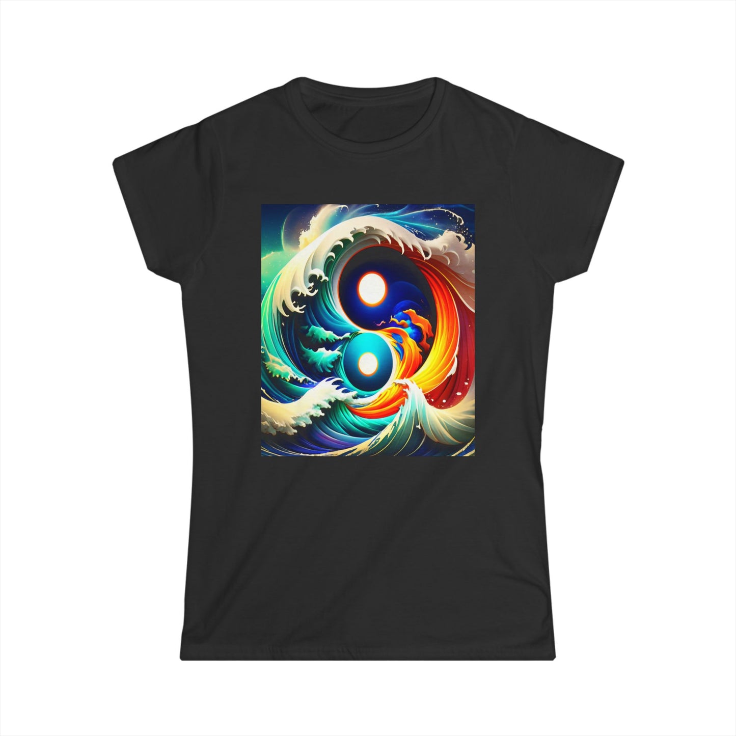 Women's Tee - Ying Yang Colourful Whirlpool Design