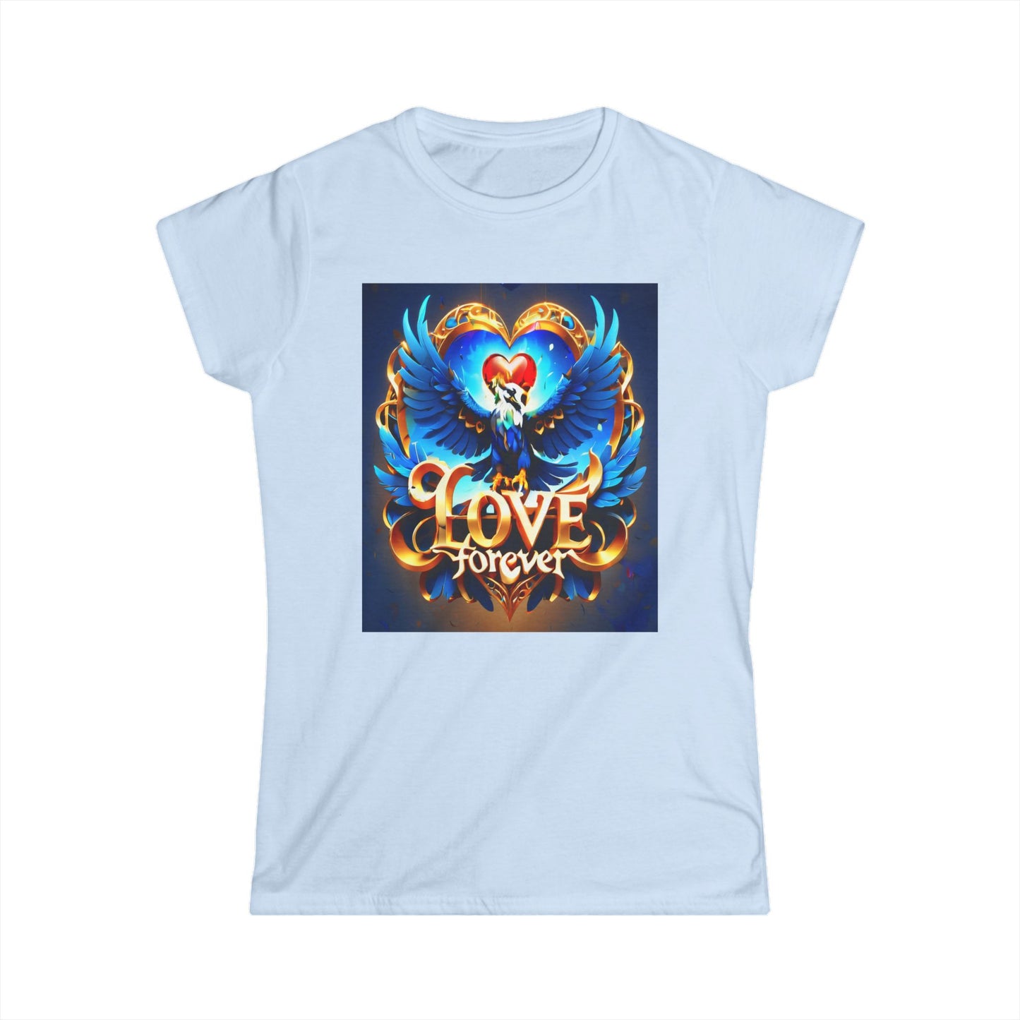 Women's Tee - Love Forever Text Design with Eagle Arms Wide Open