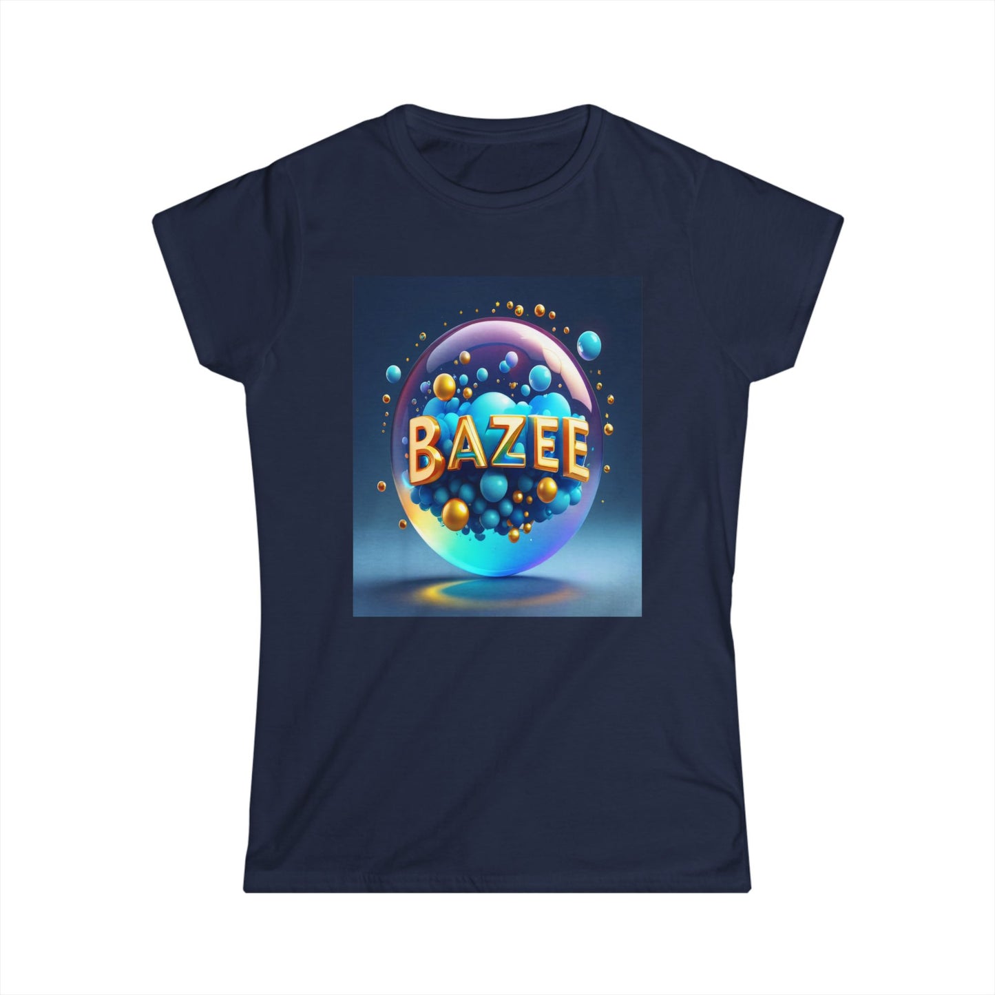 Graphic T-Shirt Women's Softstyle Tee with Bazee Bubble Text Design, Cute Tee, Trendy Shirt, Stylish Top, Cool Graphic Tee,