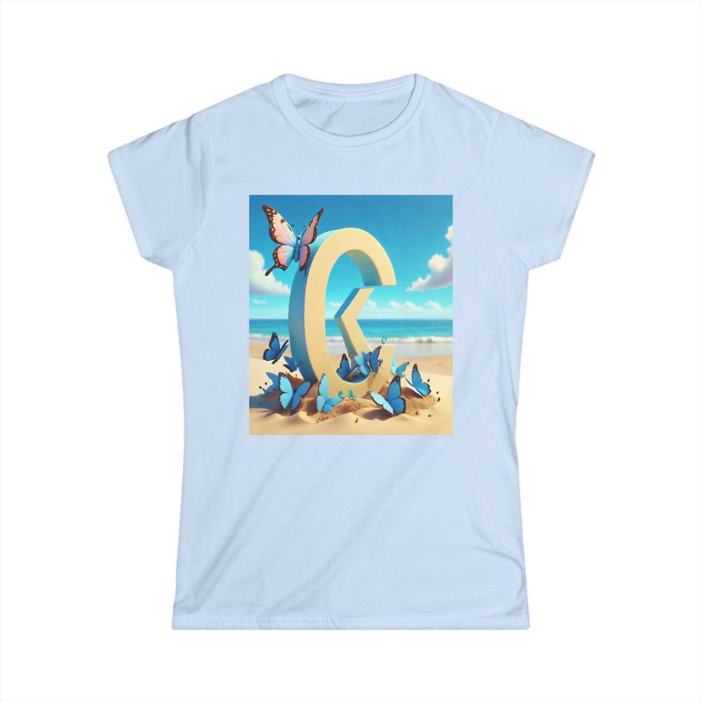 Women's Tee - Letter C Design on Beach