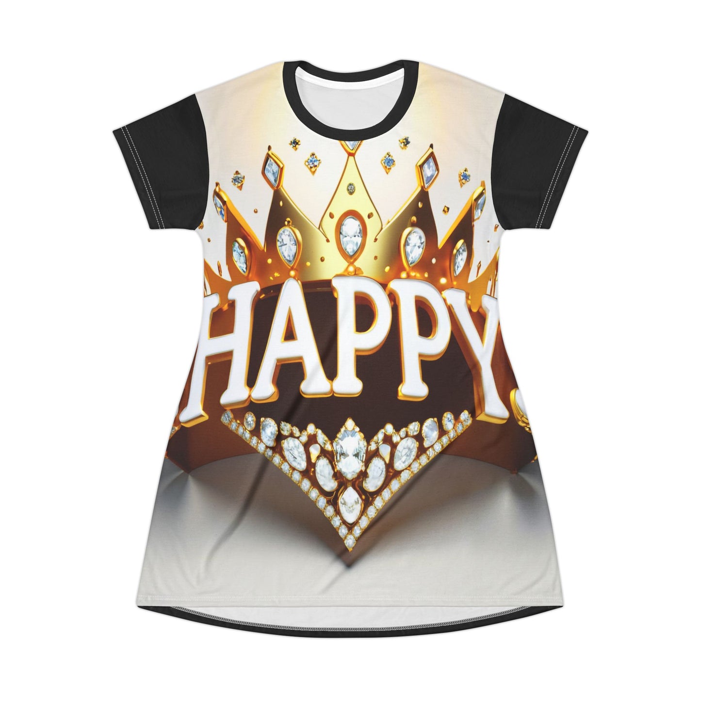 Happy Gold Holy T-Shirt Dress - Stylish and Comfortable Women's Apparel - T-Shirt Dress (AOP)