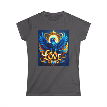 Elevate your style to new altitudes with the "Blue Love Eagle Art" Softstyle Tee!