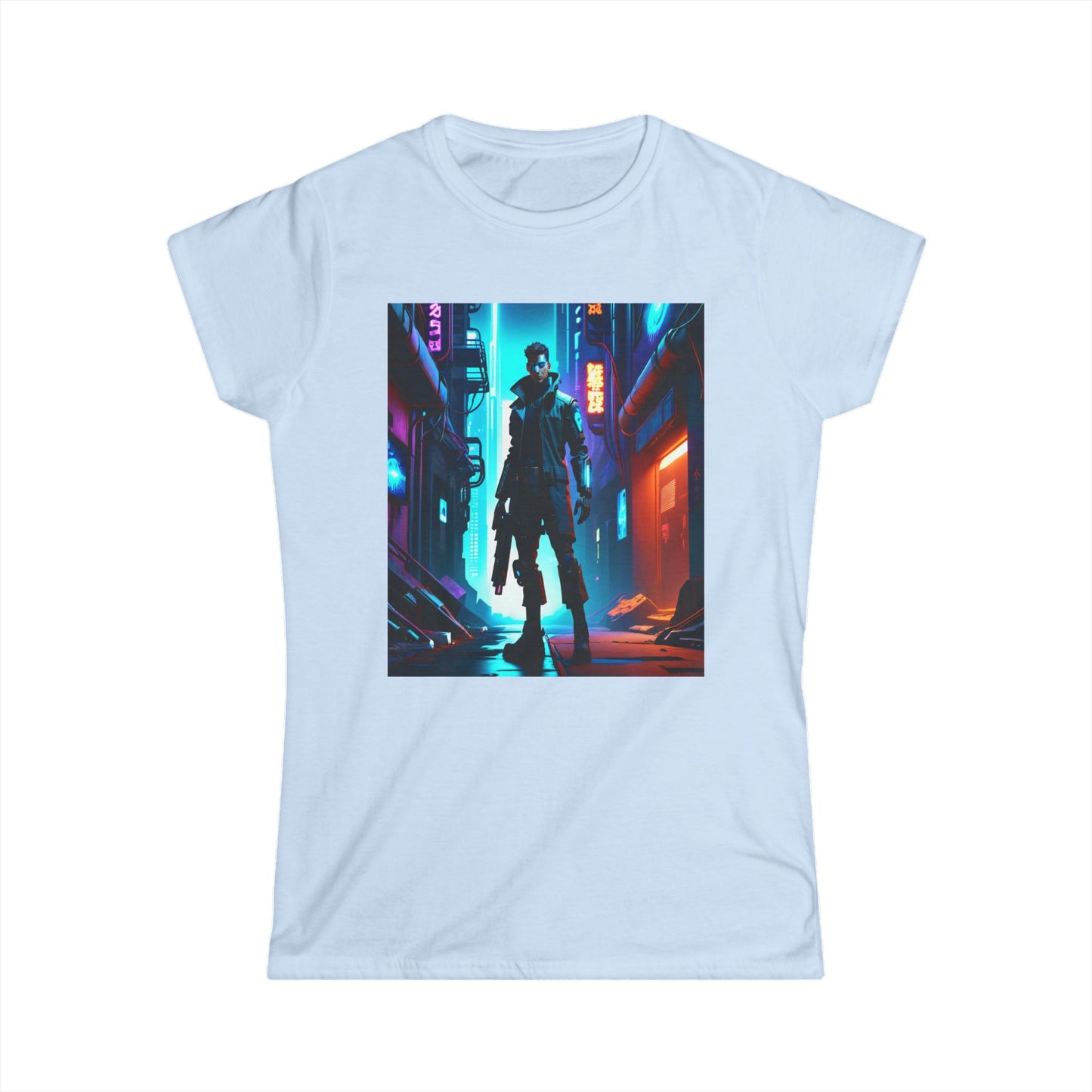 Defy convention and embrace your edgy side with the Cyber Warrior Punk women's Softstyle Tee  Women's Softstyle Tee