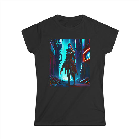 Women's Tee Cyber Warrior Sci-Fi Punk Graphic Shirt