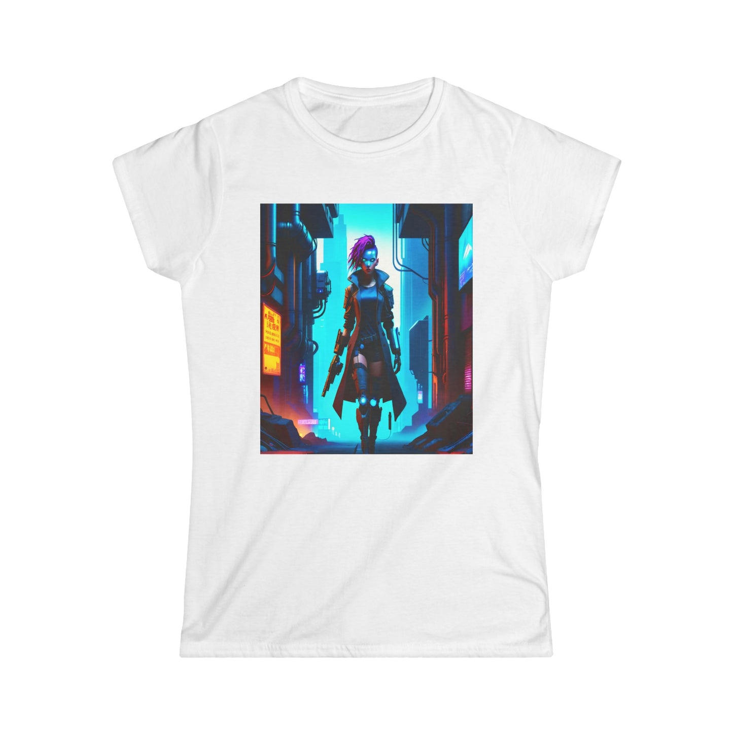 Unleash your inner cyber warrior with the Cyber Warrior Punk women's Softstyle Tee!