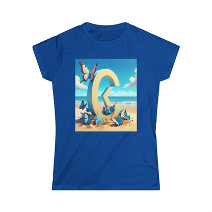 Women's Tee - Letter C Design on Beach