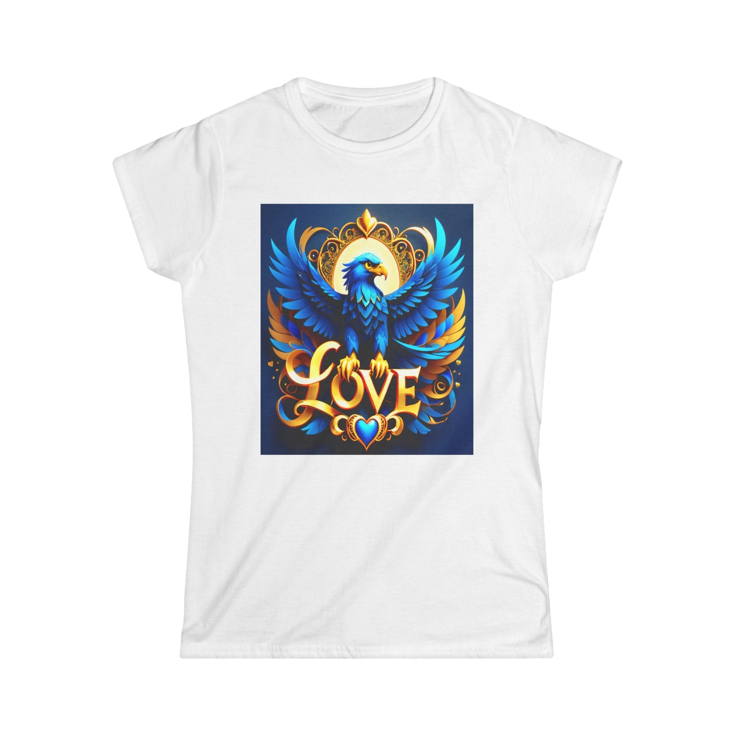 Elevate your style to new altitudes with the "Blue Love Eagle Art" Softstyle Tee!