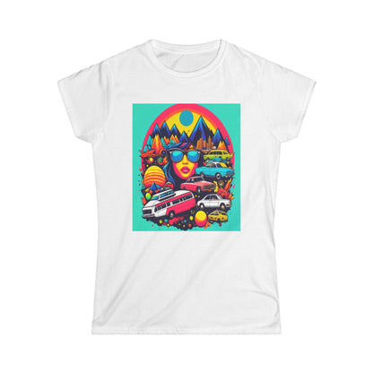 Women's Tee - Psychedelic Multi Colored Hippy Bus Design