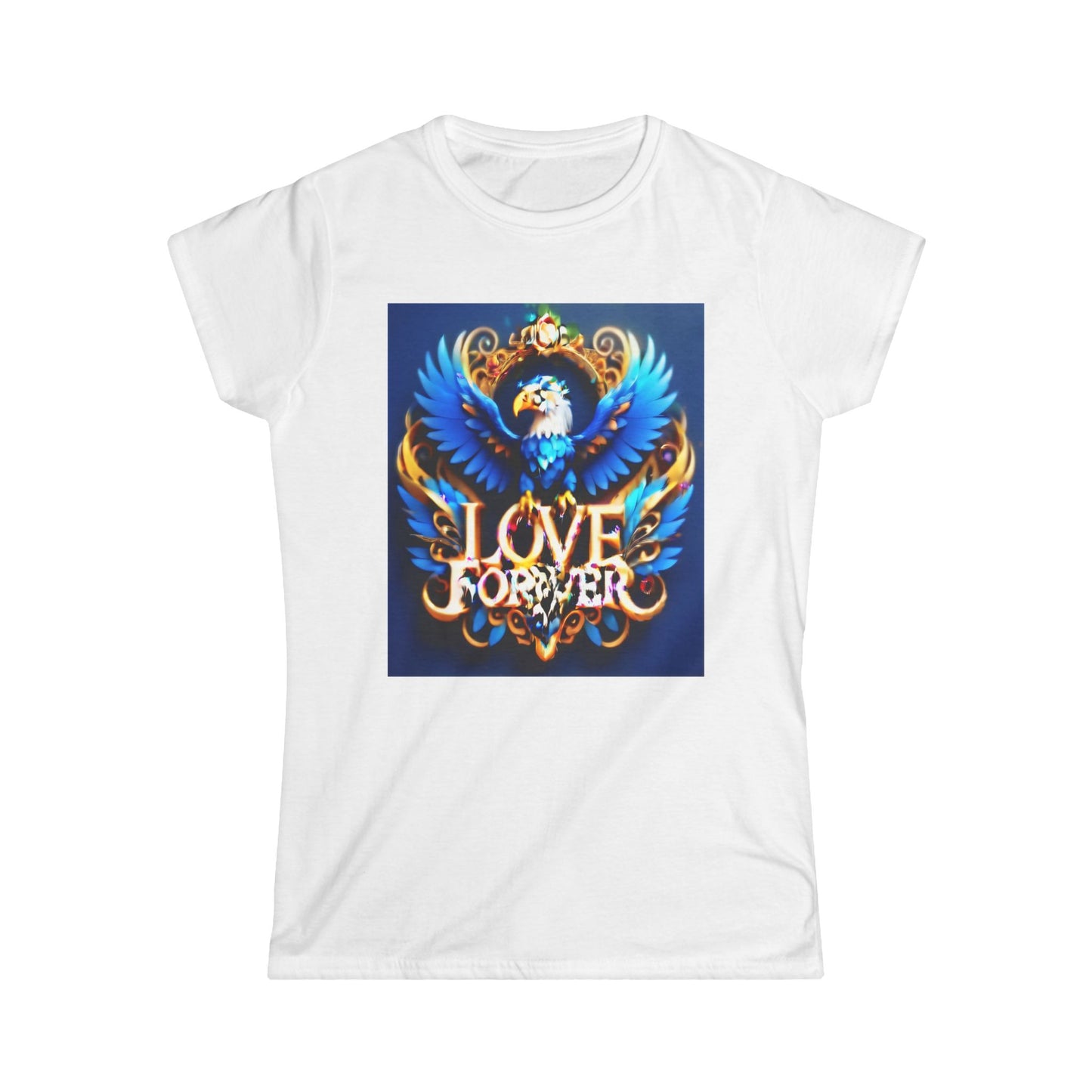 Take flight in style with the captivating "Blue Love Eagle Art" Softstyle Tee!- Women's Softstyle Tee