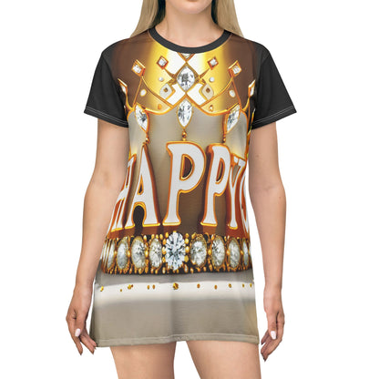 Happy Gold Holy T-Shirt Dress - Comfortable and Stylish Women's Clothing for Any Occasion - T-Shirt Dress (AOP)