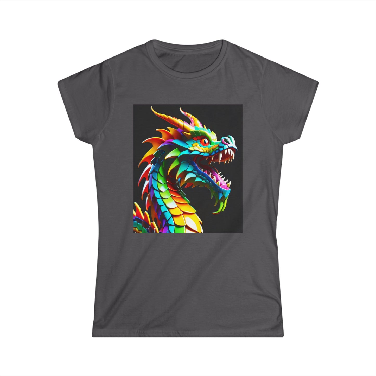 Women's Tee - Multicoloured Psychedelic Dragon Print