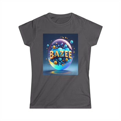 Graphic T-Shirt Women's Softstyle Tee with Bazee Bubble Text Design, Cute Tee, Trendy Shirt, Stylish Top, Cool Graphic Tee,