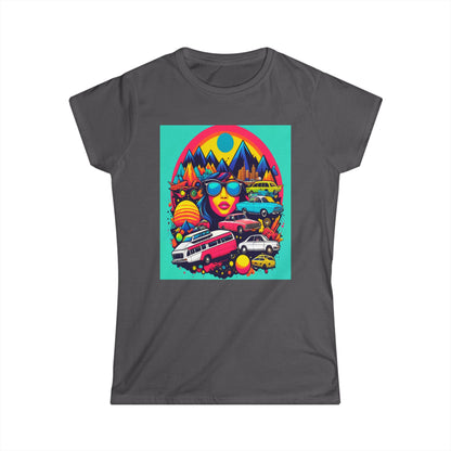 Women's Tee - Psychedelic Multi Colored Hippy Bus Design